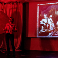 Im Herzog-Anton-Ulrich Museum sponnen die SchülerInnen rund um zwei Gemälde - hier (unten im Bild) Ingebord, nacherzählt von Dorothea.