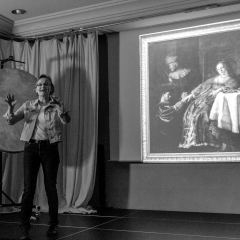 Im Herzog-Anton-Ulrich Museum sponnen die SchülerInnen rund um zwei Gemälde - hier die Dame mit den Zuckerkringeln, nacherzählt von Dorothea.